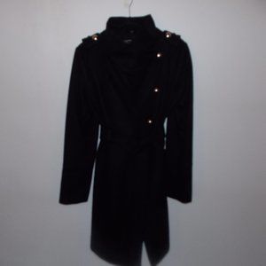 Guess Asymmetrical Military Style Wool Blend Coat